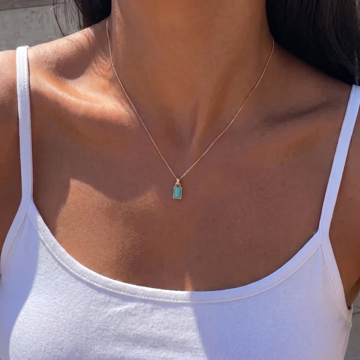 Square Cut Birthstone Necklace