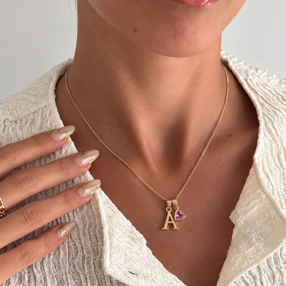 Initial Birthstone Necklace