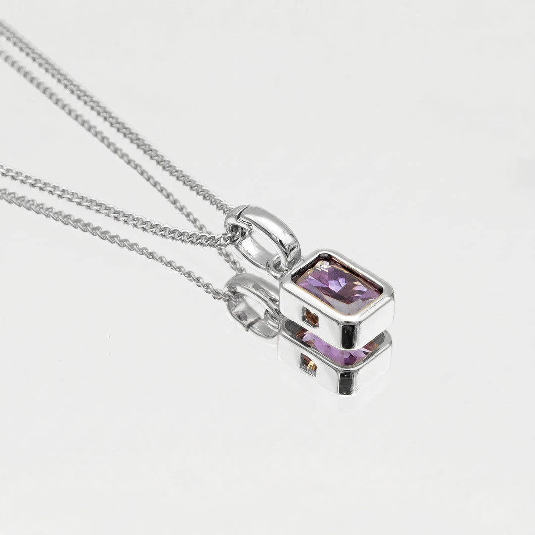 Square Cut Birthstone Necklace