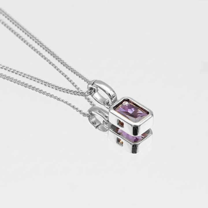 Square Cut Birthstone Necklace