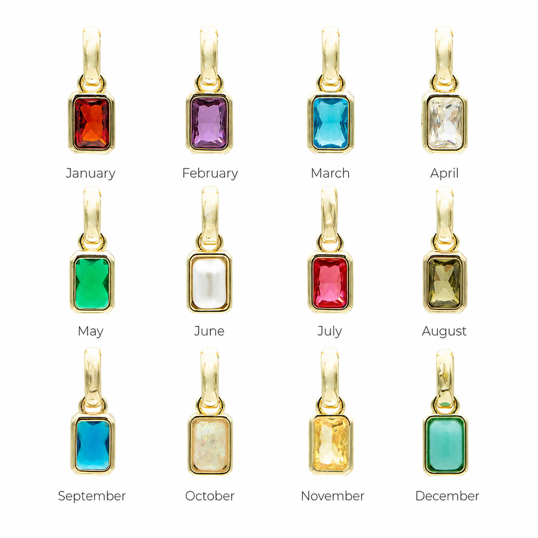 Square Cut Birthstone Necklace