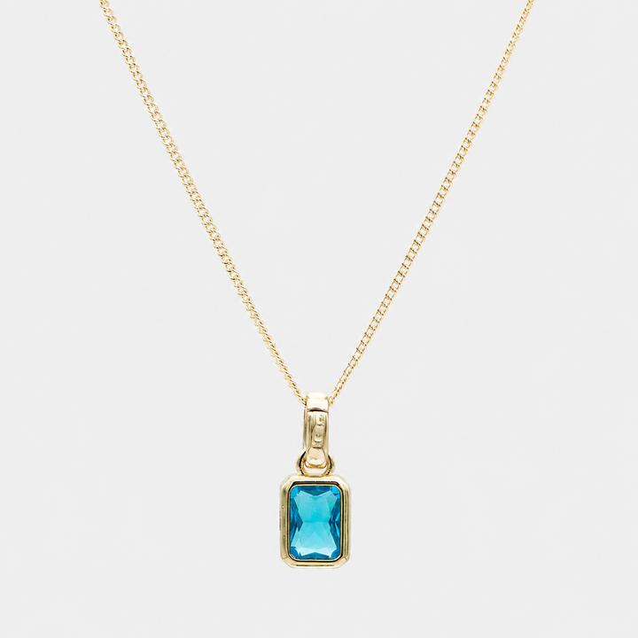 Square Cut Birthstone Necklace