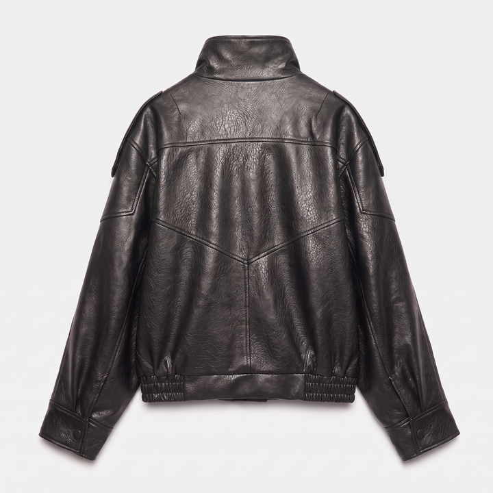 High Neck Leather Jacket