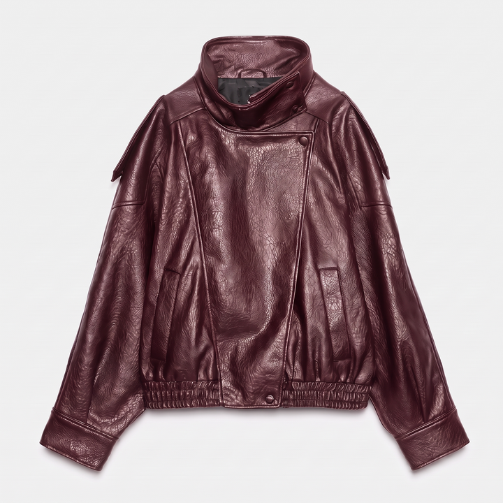 High Neck Leather Jacket