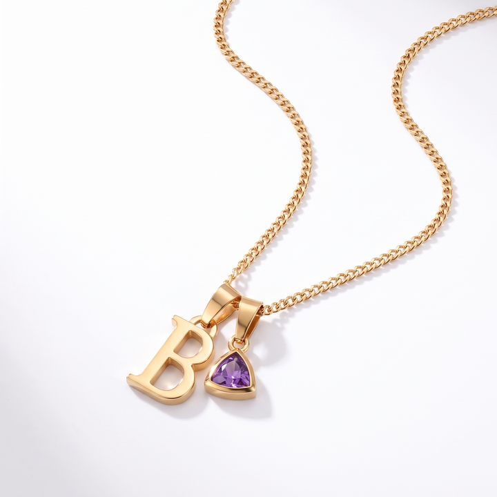 Initial Birthstone Necklace